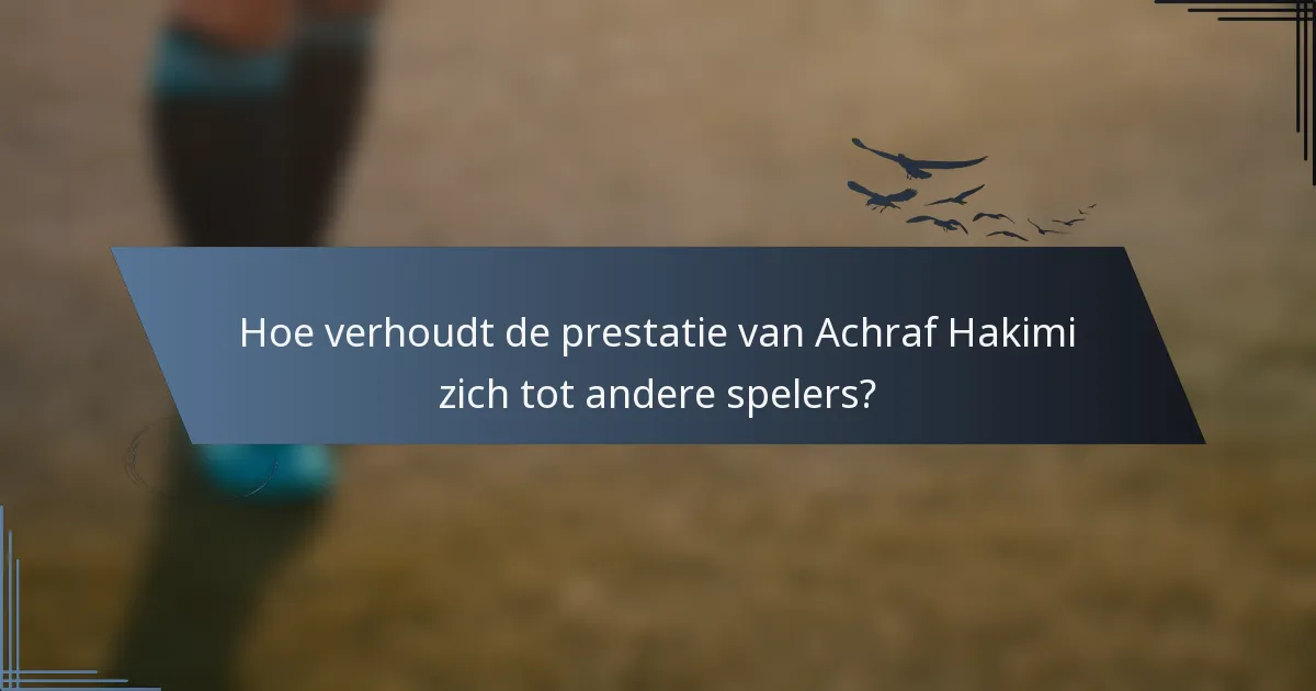 Hoe verhoudt de prestatie van Achraf Hakimi zich tot andere spelers?